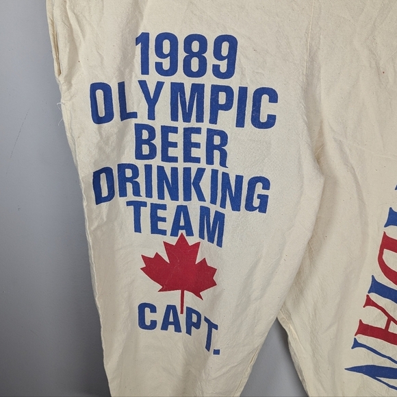 Vintage 1989 funny olympic beer drinking team Canadian pants one size - Picture 2 of 6